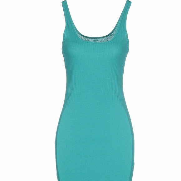 Rib Knit Tank Dress Teal Green - Picture 1 of 8